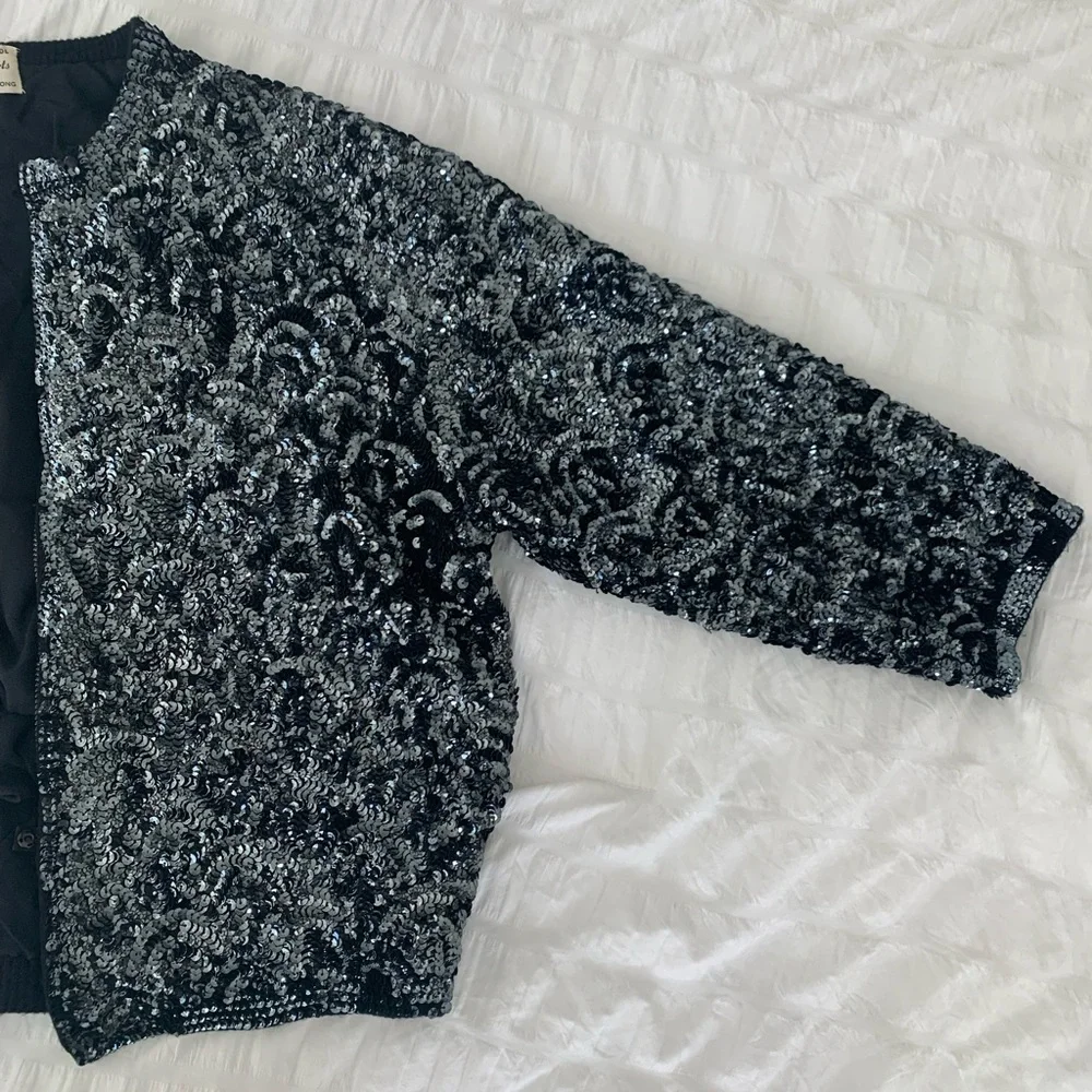 NWT vintage sequin bomber style zip jacket - size XS/S - Picture 2 of 6